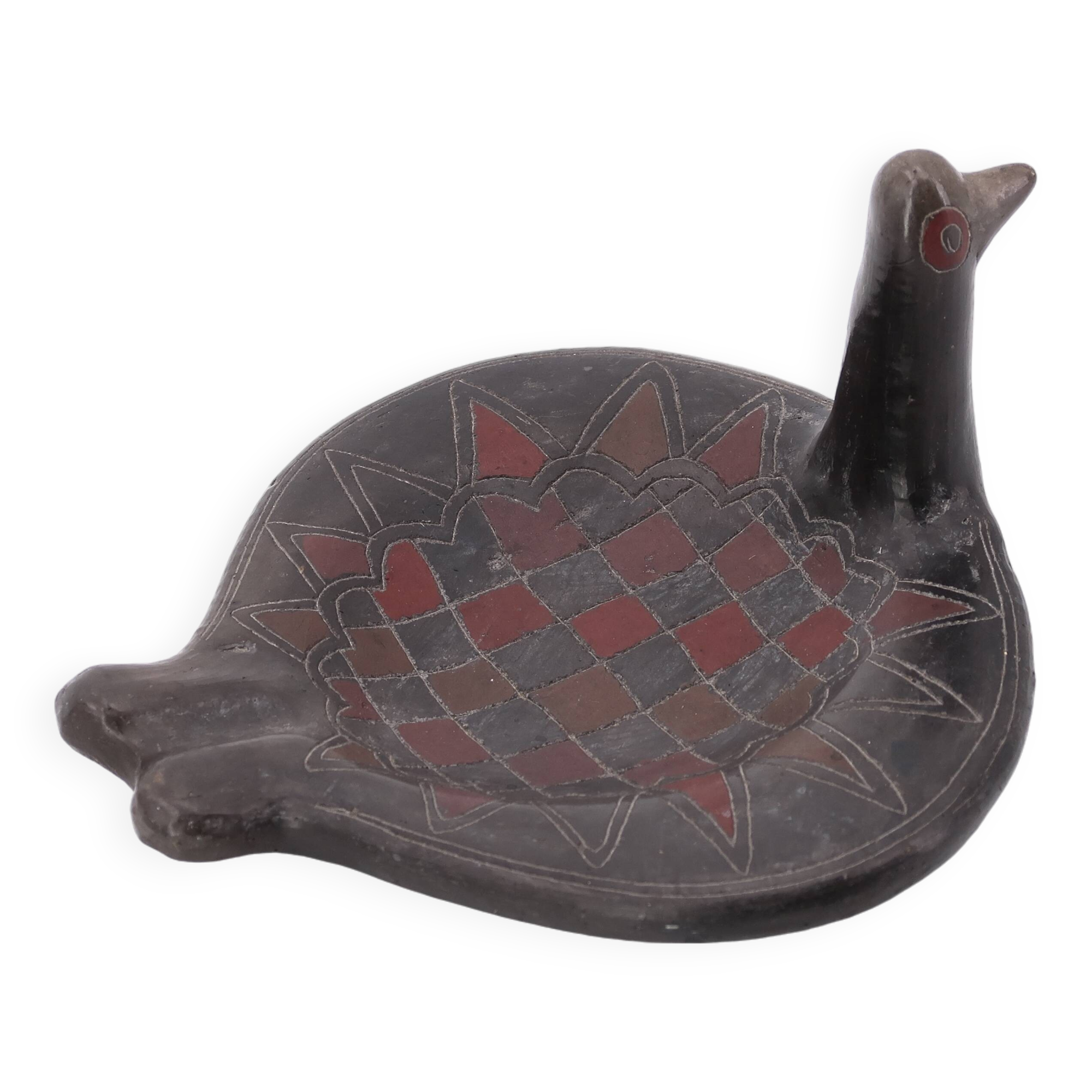 Black ceramic bird-shaped pocket tray, Mexico 1970s