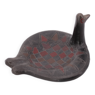 Black ceramic bird-shaped pocket tray, Mexico 1970s