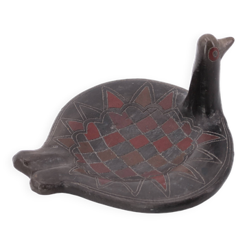 Black ceramic bird-shaped pocket tray, Mexico 1970s