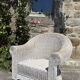 Large painted wicker armchair, 20th century, winter garden