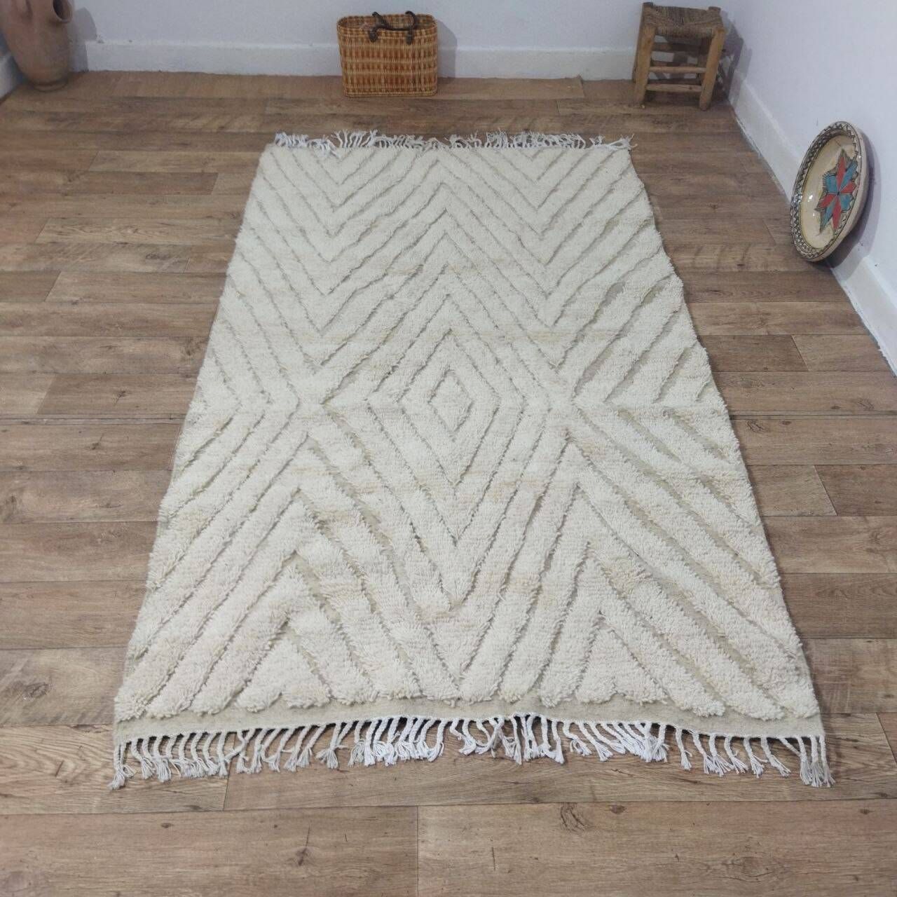 Handmade wool Berber rug 240 X 135 CM
