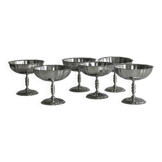 6 stainless steel footed bowls, Letang Remy style