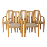 Set of 5 Dyrlund Oak Armchairs, Danish Mid Century Dining Chairs 1970s