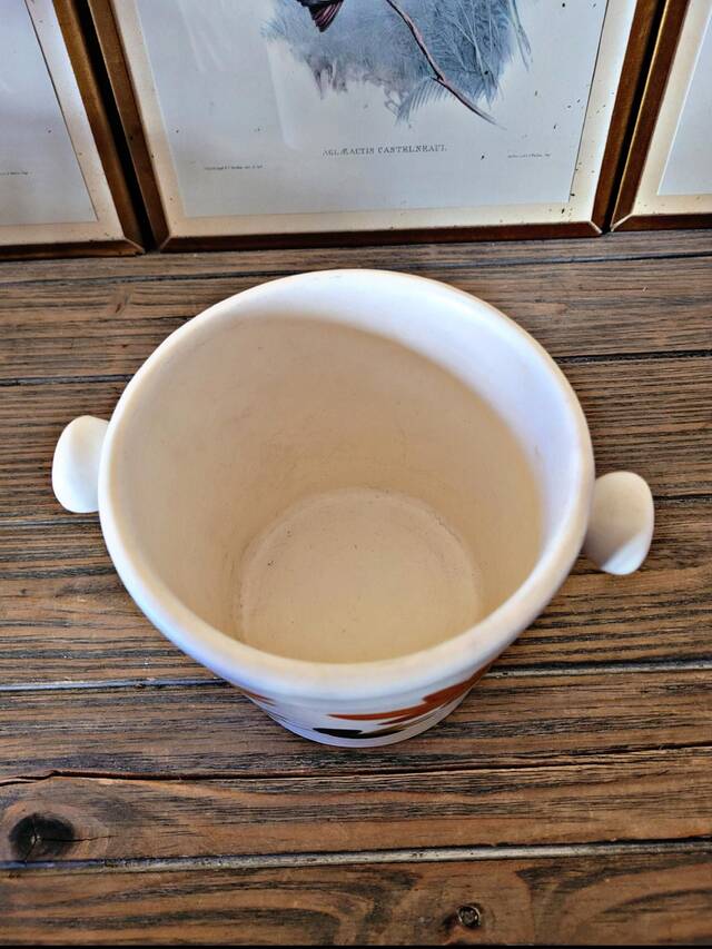 Ice bucket, ceramic ice cubes from Poteries du Marais, flower design.