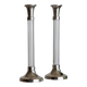 Two Vintage Candlesticks: Transparent Plexiglas & Chrome-Plated Metal, Italy 1970s Mid-Century Design