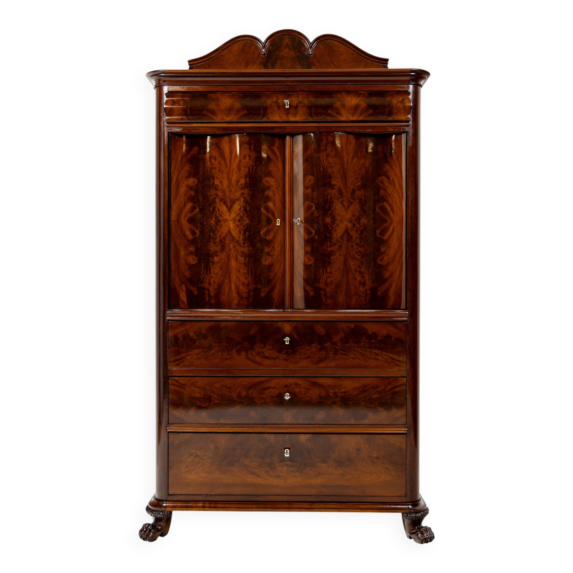 Chiffonnier haut avec bar en acajou 1850-1880