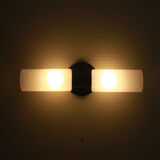 Applique en verre et métal noir vintage années 70