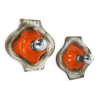 Set of two pop art ceramic fat lava wall lights by hustadt lights germany 1970s