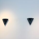 Dutch Modern Glass & Steel Triangular Wall Sconces