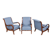 Chaises de salon Biedermeier en chêne, épicéa et noyer, Autriche, années 1830, ensemble de 3