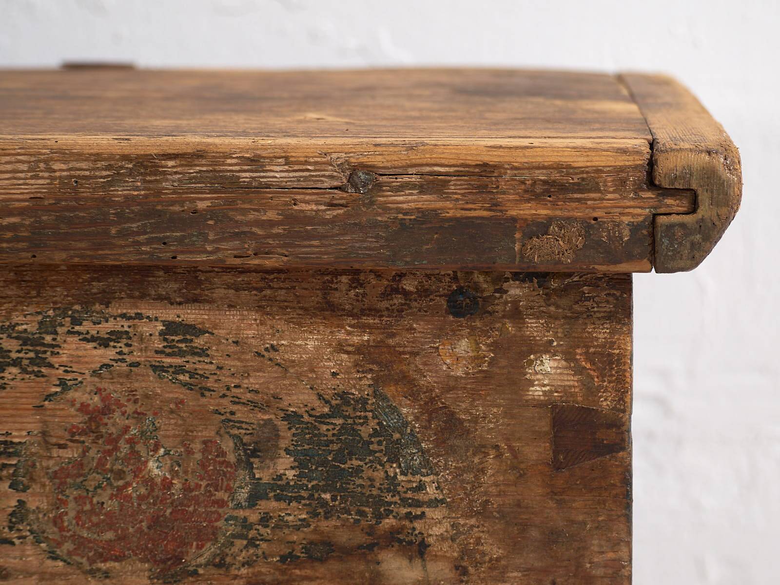 Antique chest painted with floral motifs (c.1900) #72