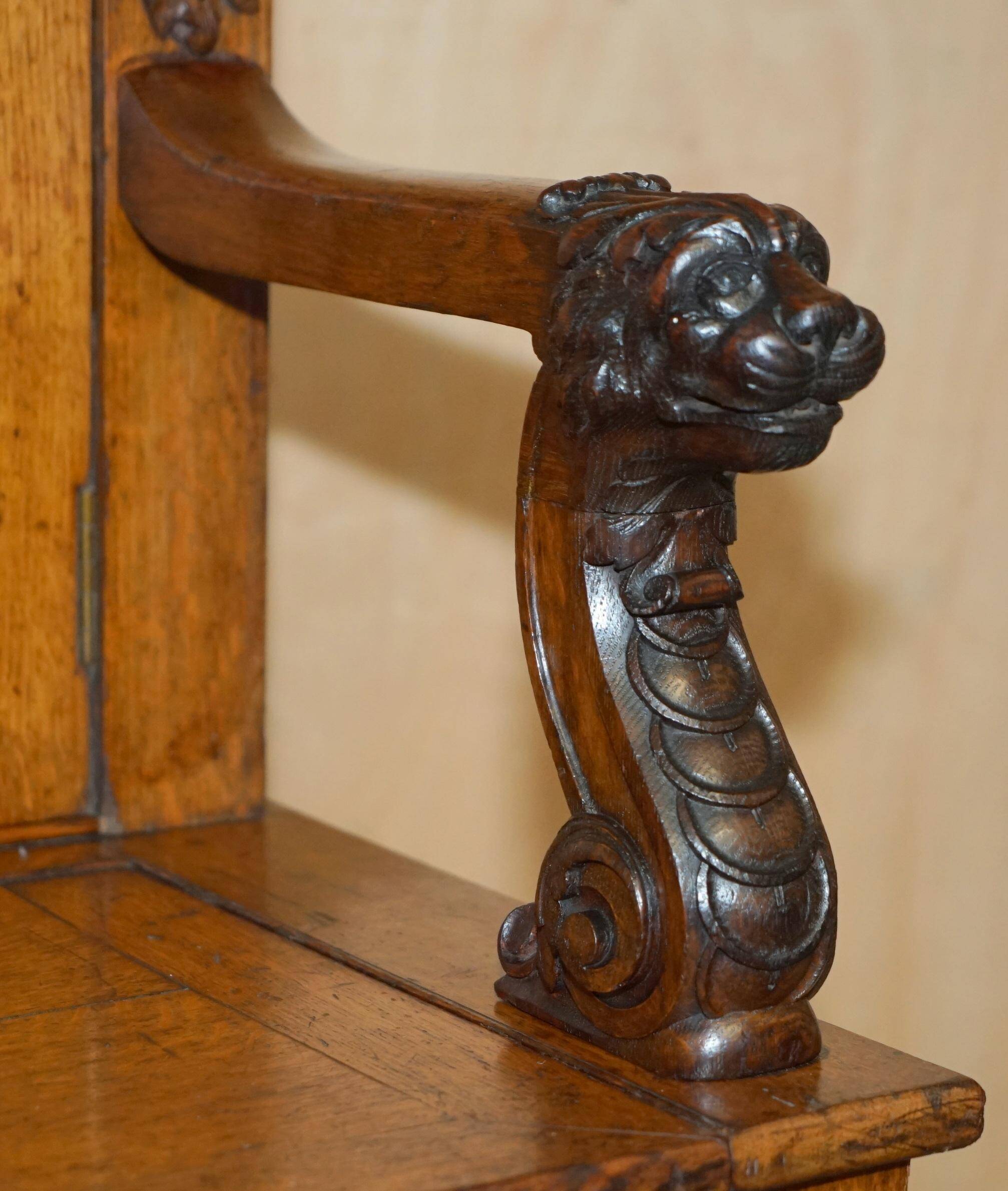 Victorian Antique Bacon Bench in Carved Walnut by Hampton & Sons