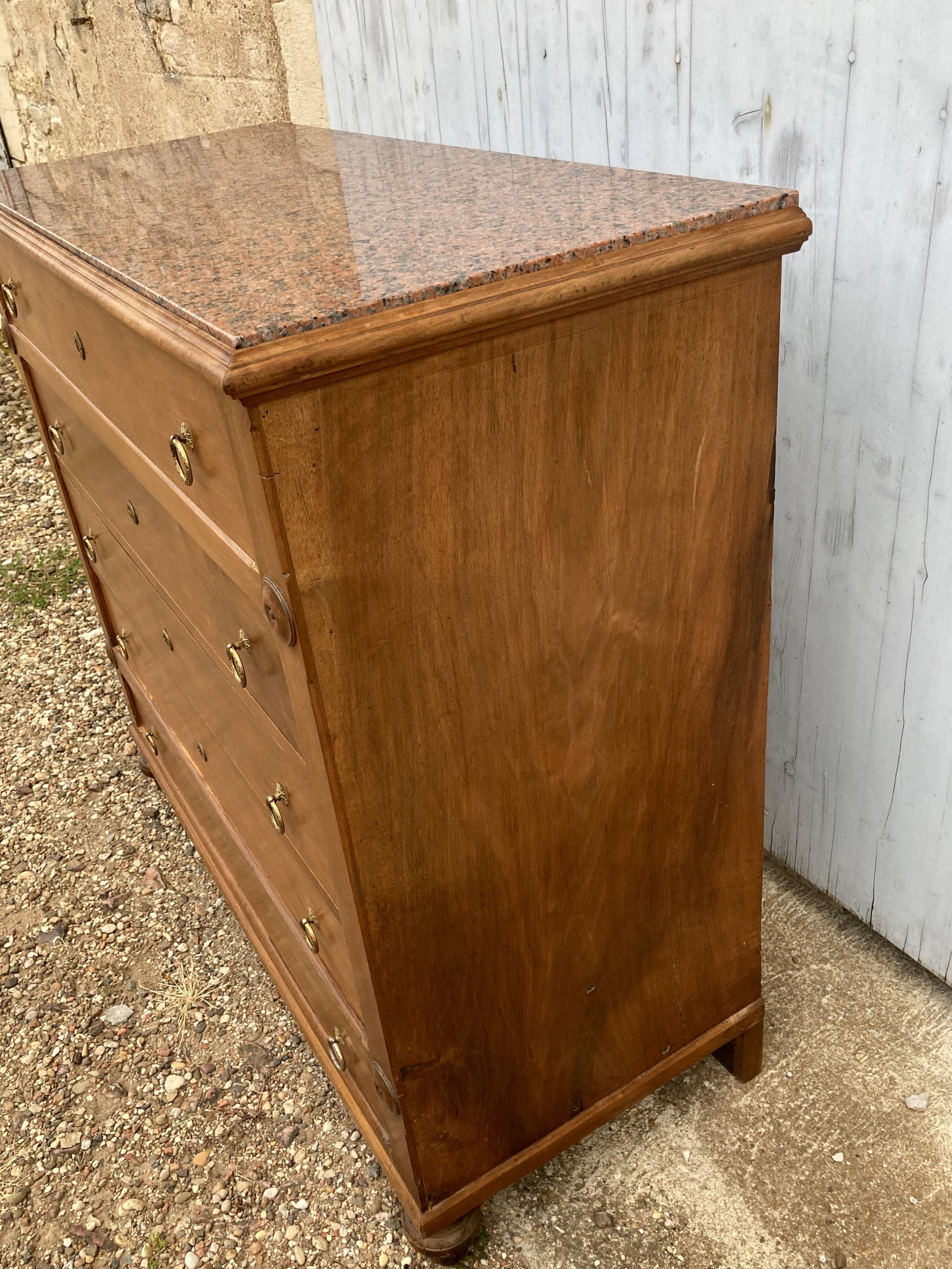 Walnut Louis XVI Style chest of drawers