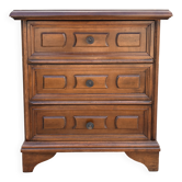 Vintage bedside cabinet with three drawers in moulded wood, Louis XV style.