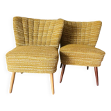 Pair of cocktail armchairs in light brown fabric