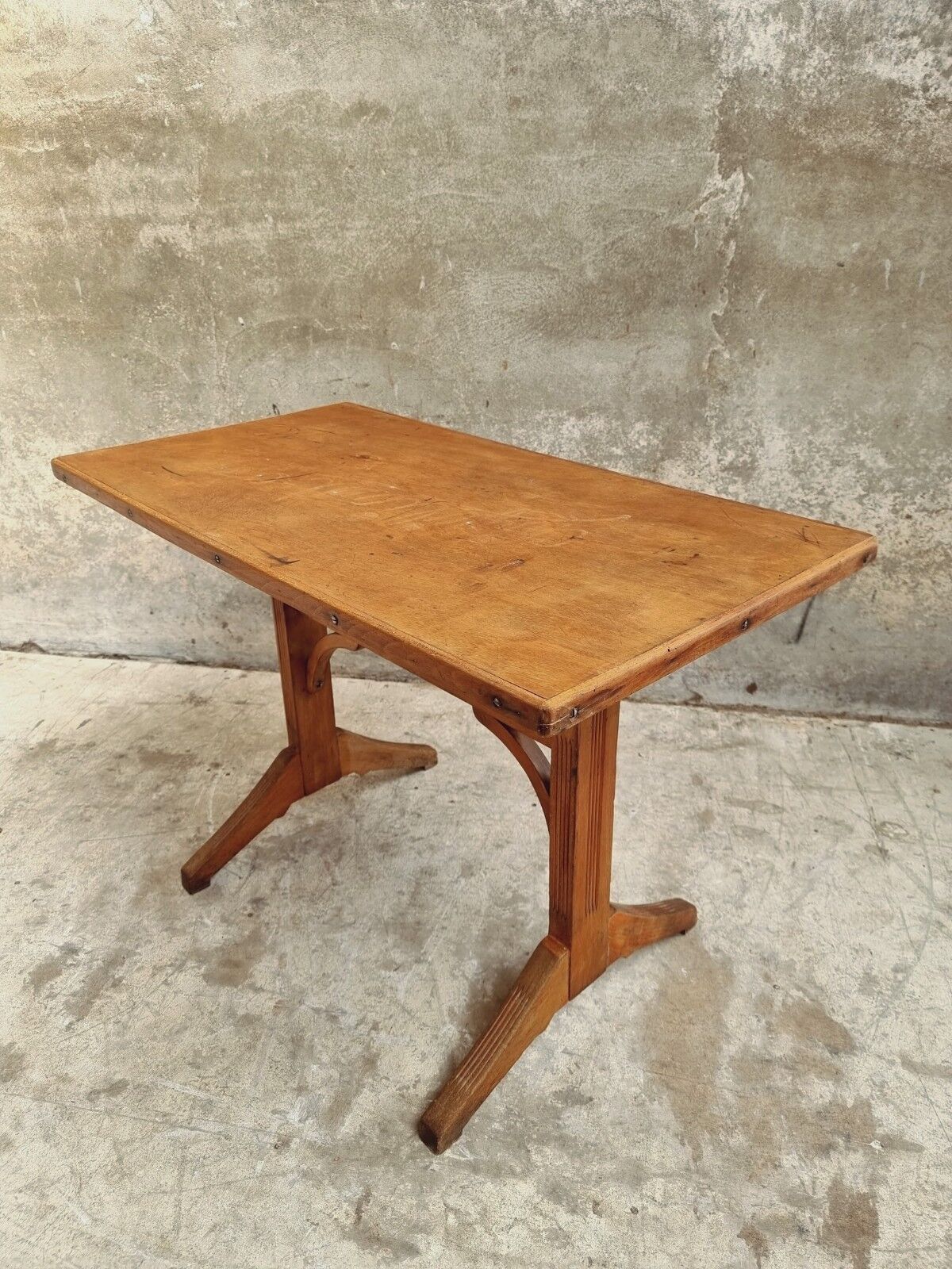 Antique bistro table beech side table or work table