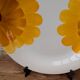 Vintage round serving dish with yellow flowers, Ironstone, 1970s, Italy.