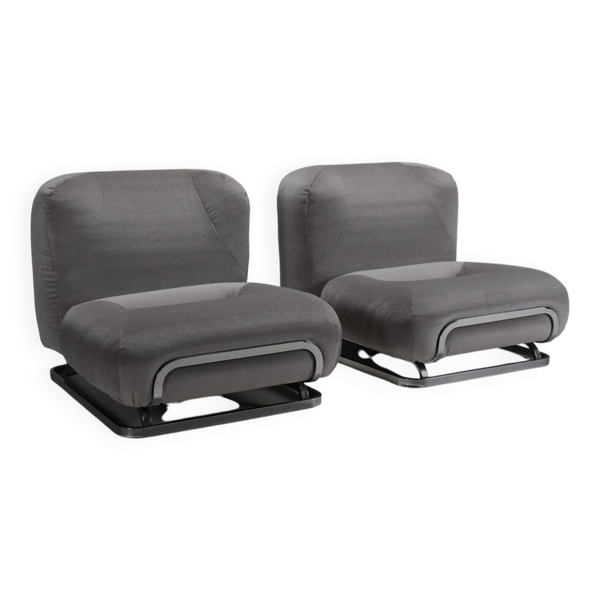Fauteuils en mohair et chrome conçues par Malchioro pour IPE, Italie, années 1970