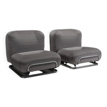 Mohair and chrome lounge chairs designed by Malchioro for IPE, Italy 1970s