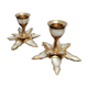 Mother-of-pearl palm and brass candlesticks