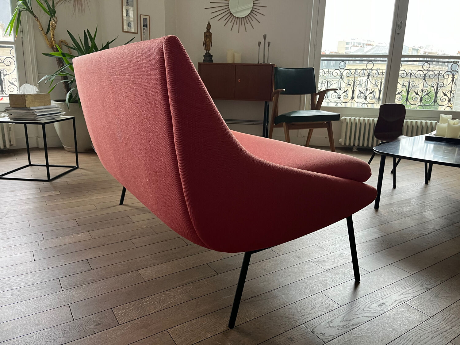Canapé 2 places Steiner rouge tissu