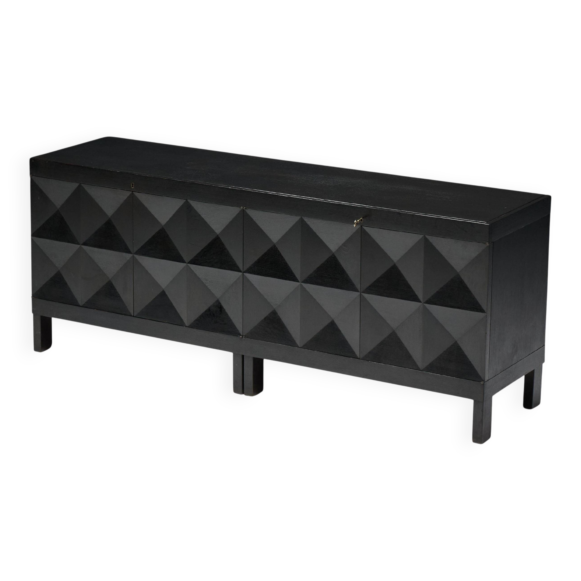 Brutalist De Coene sideboard in stained oak, Belgium, 1970s