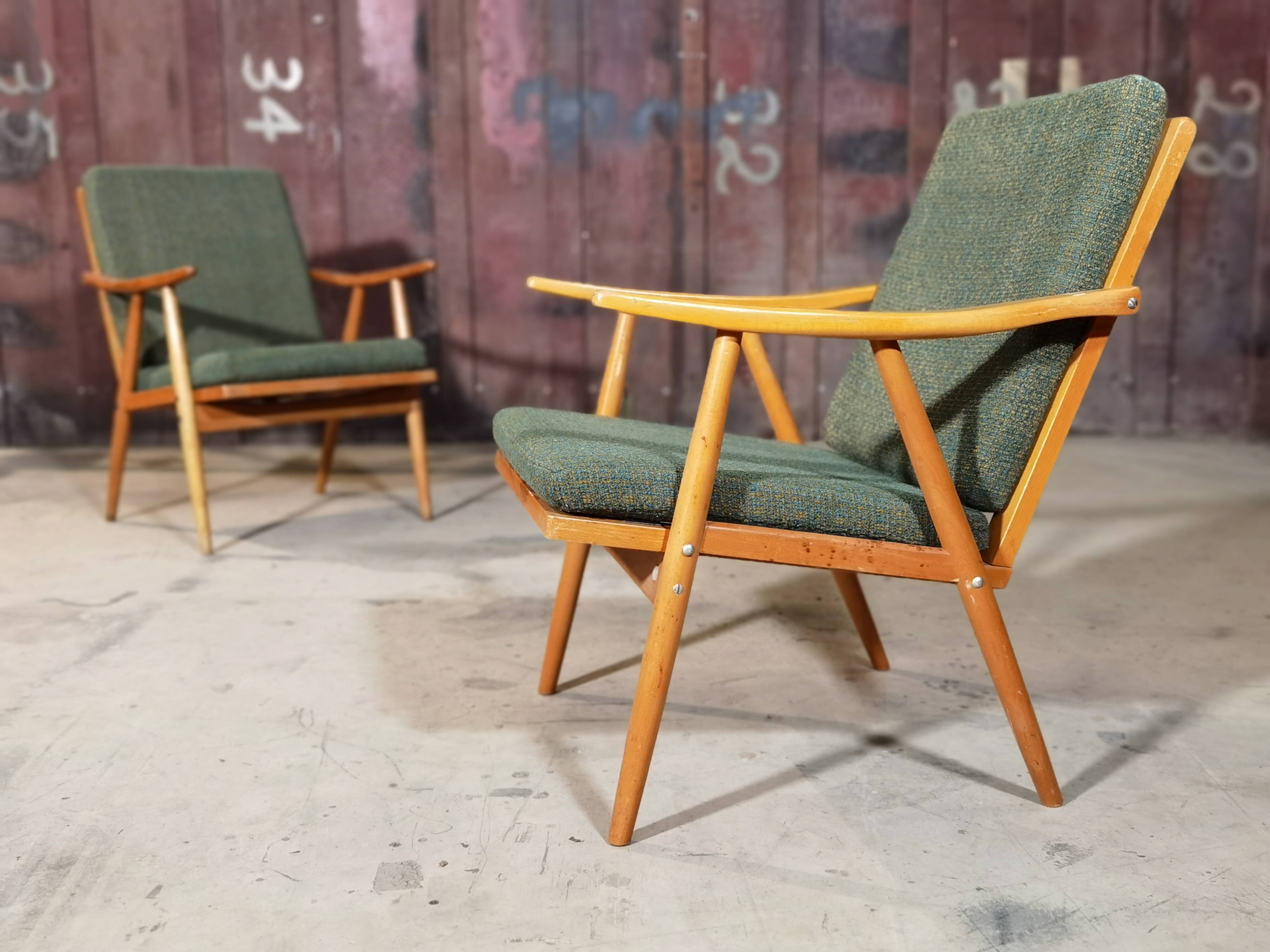 Pair of Ton Thonet Boomerang  chairs
