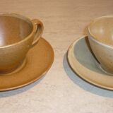 CNP Village stoneware cups and sub-cups