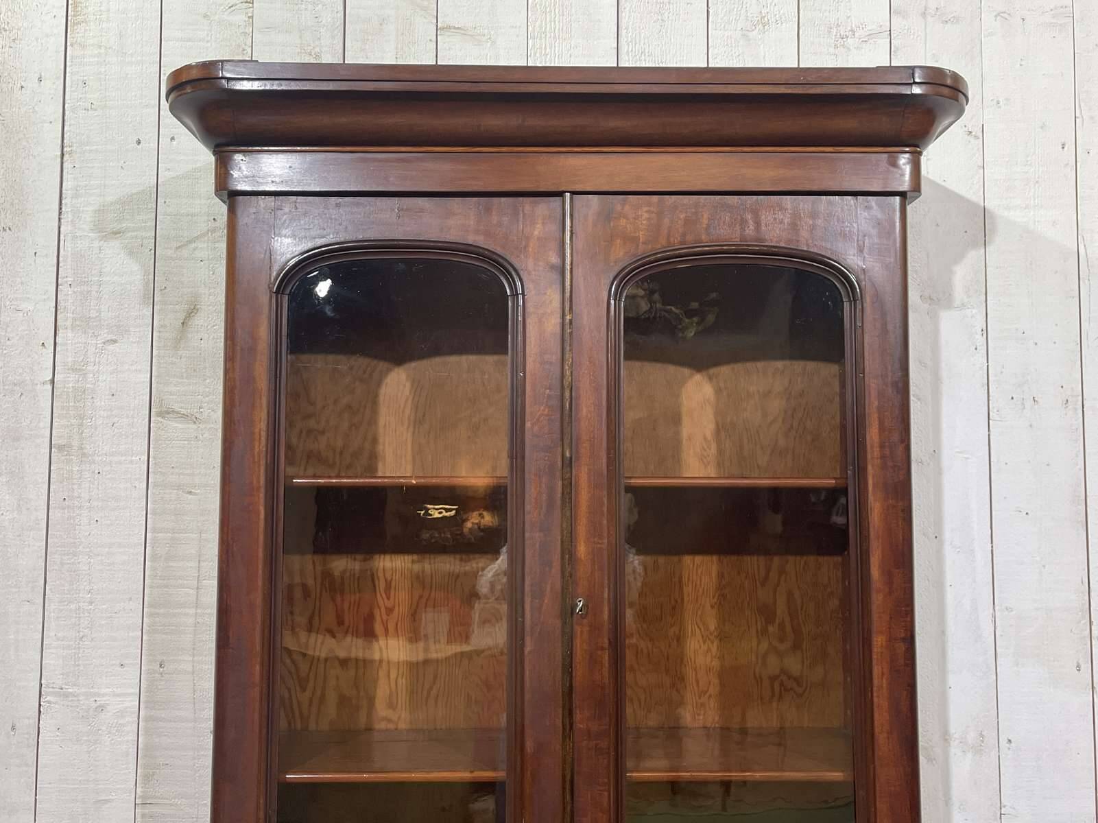 19th century English mahogany two-part bookcase