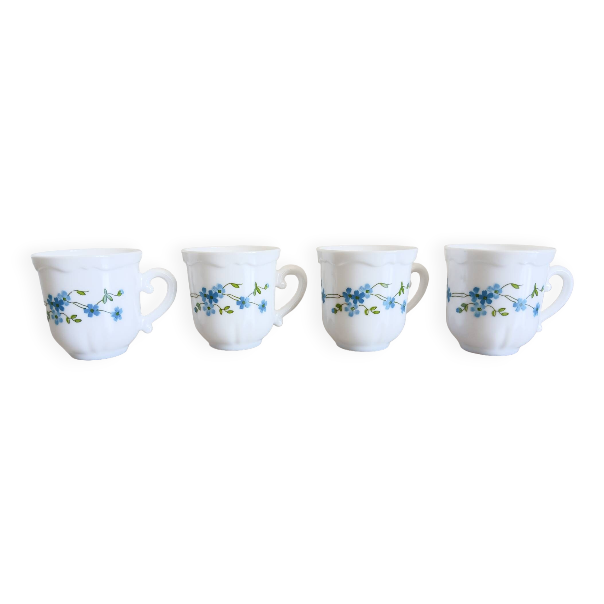 4 Veronica model espresso cups with small iconic forget-me-not flowers from the 80s
