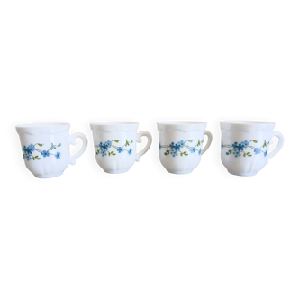4 Veronica model espresso cups with small iconic forget-me-not flowers from the 80s