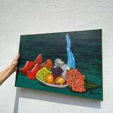 Still life with clogs and fruit / oil on canvas