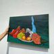Still life with clogs and fruit / oil on canvas
