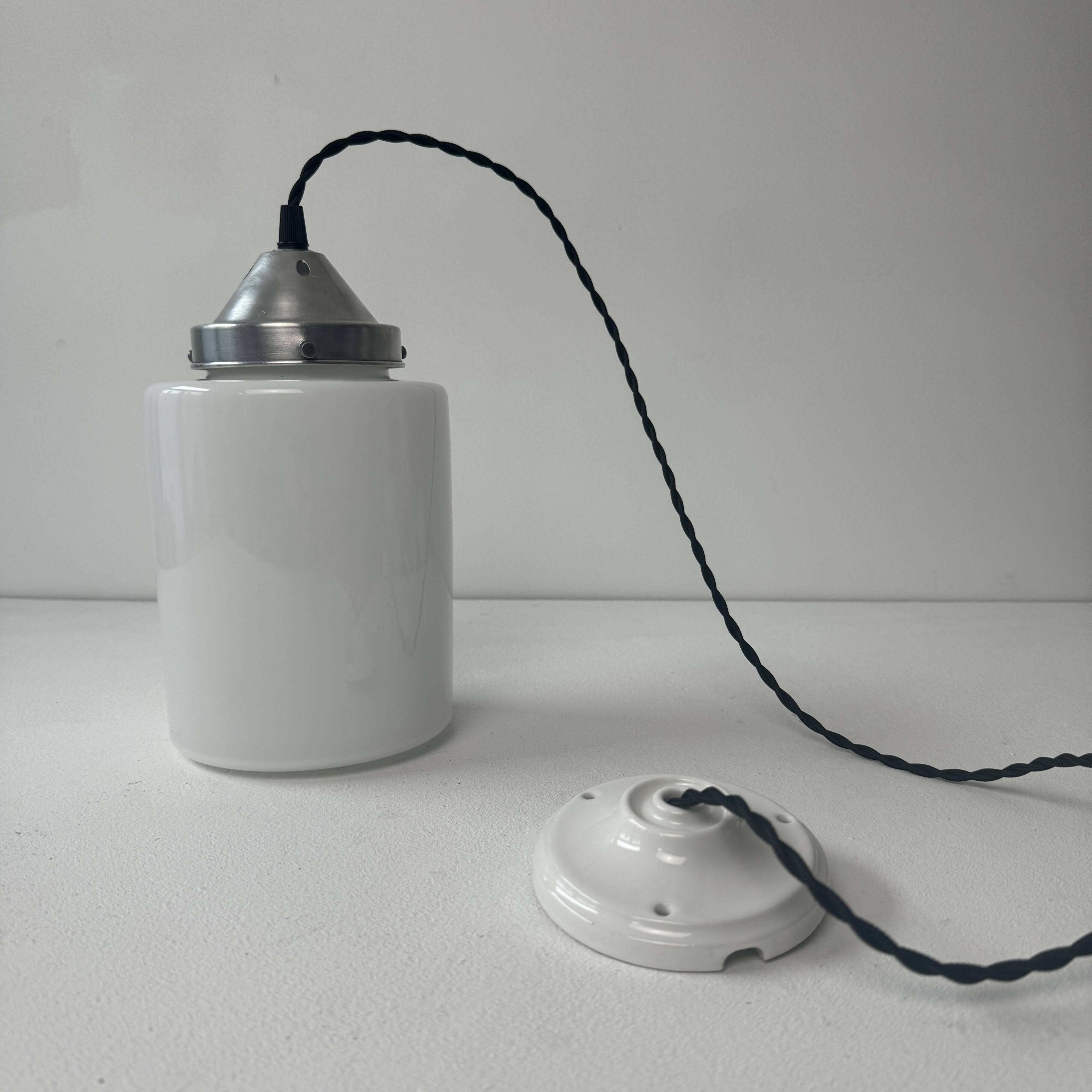 Pair of old vintage opaline pendants