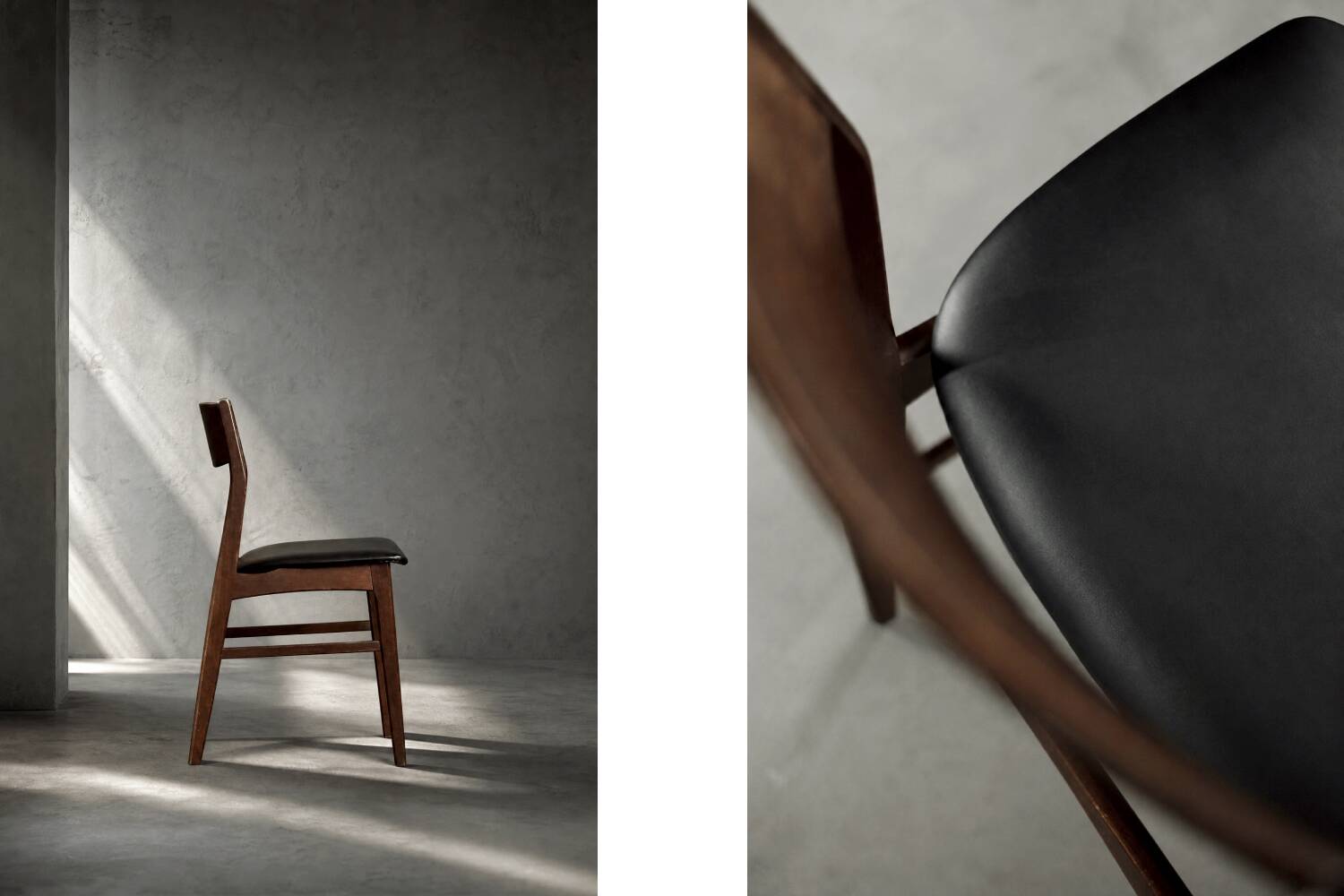 Ensemble de 4 chaises de salle à manger scandinaves modernes des années 50 en hêtre et palissandre.