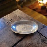 Silver-plated metal trinket tray with teddy bear decoration – 1960s–1980s