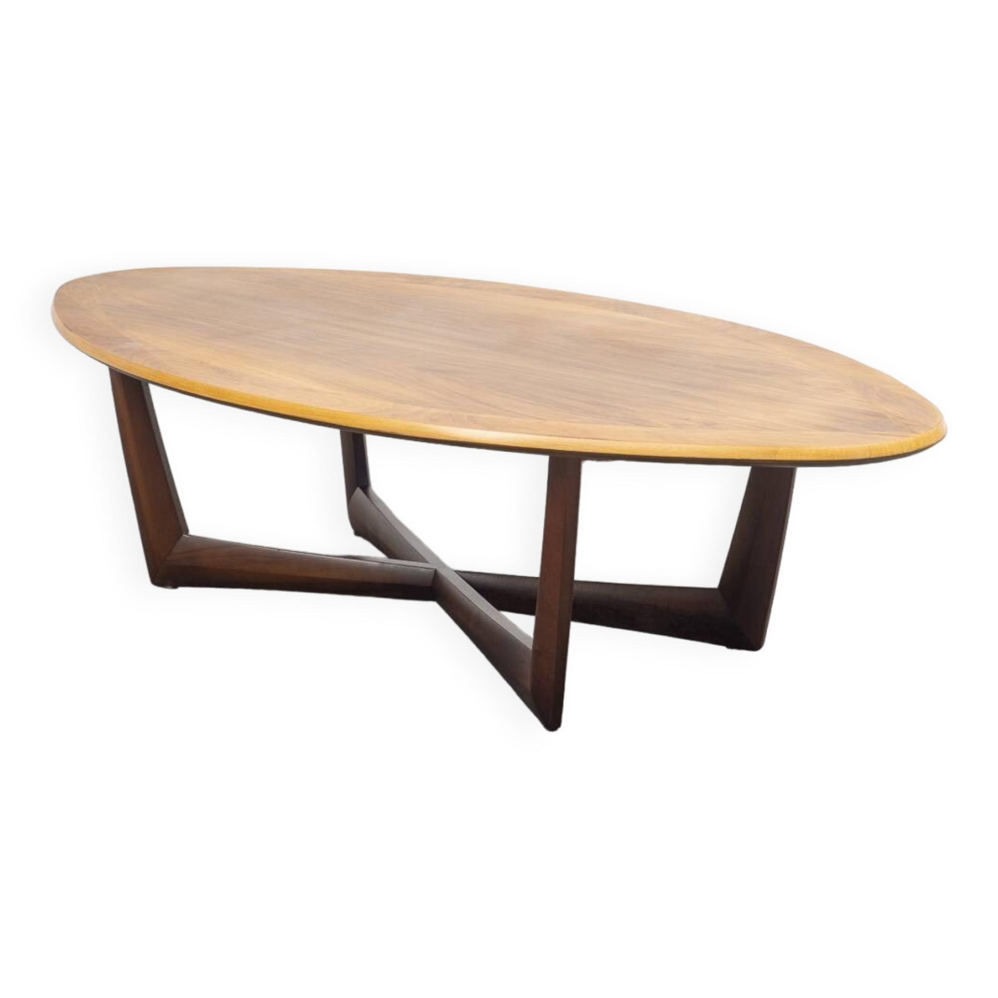 Table basse vintage, noyer, restaurée