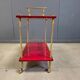 Rare Italian lacquered goatskin / parchment serving bar cart by Aldo Tura, 1960s