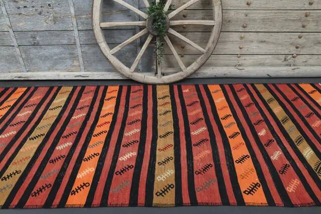 Vintage Turkish Oushak Handmade Wool Cotton Orange Runner Rug 132x332