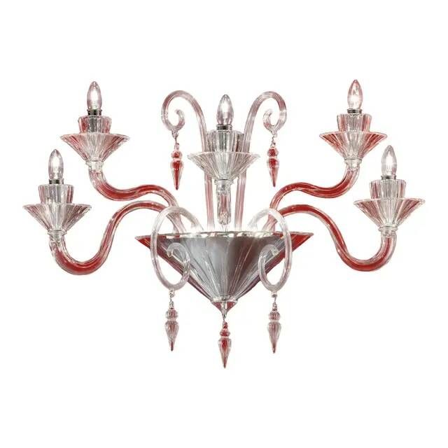 Venetian Imperial Rigadin Murano Glass Wall Sconce in Transparent Glass