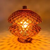 1960's Glass & Brass Table Lamp by Jablonec Glassworks, Czechoslovakia