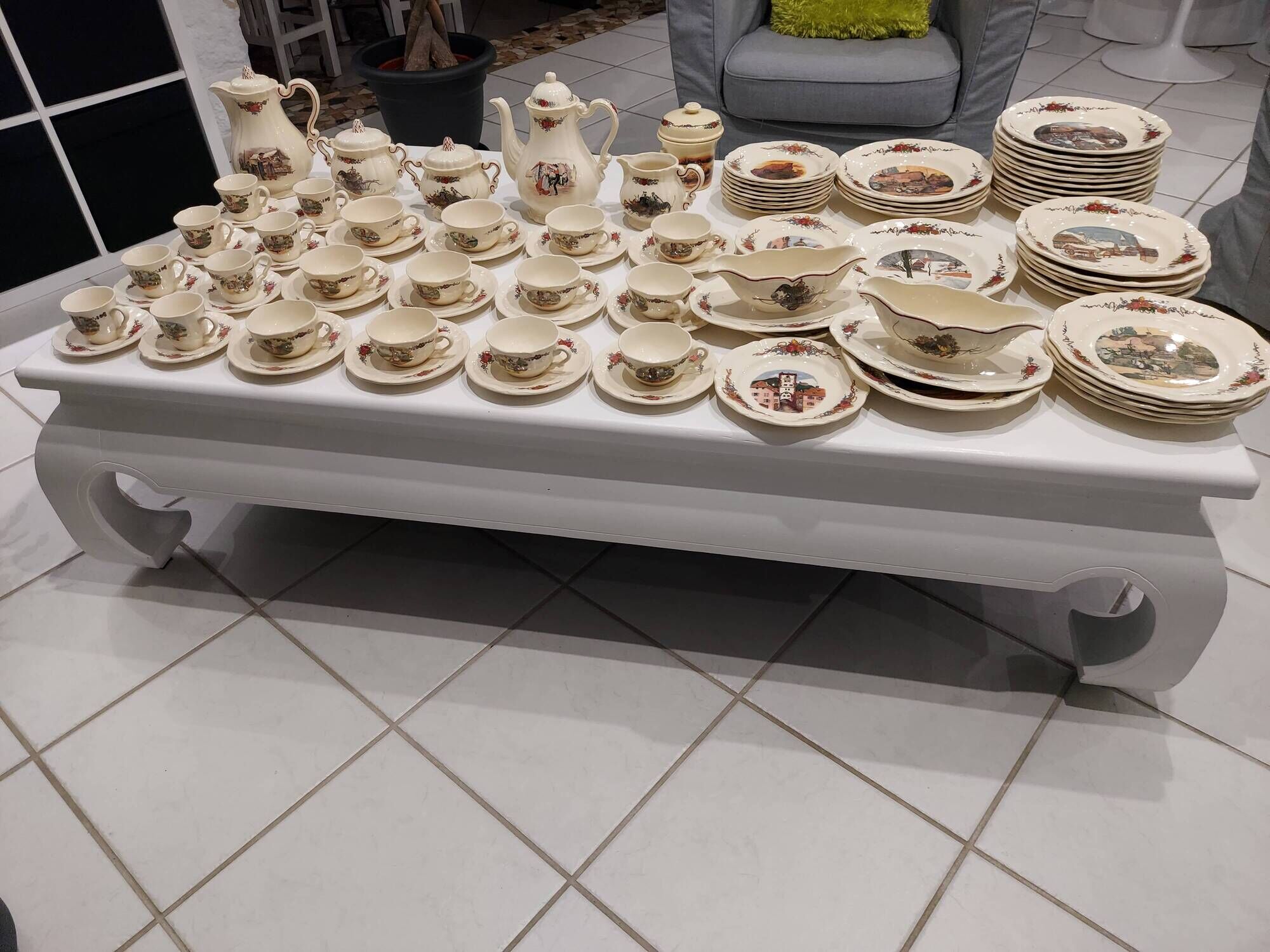 Table service 102 pieces Sarreguemines Obernai 1950s
