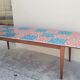 Table de ferme ancienne plateau mosaïque piètements fuselée -2m64