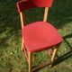 High bistro chair in natural and red wood