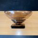 Art Deco footed bowl Daum Nancy, smoked glass, square base, signed