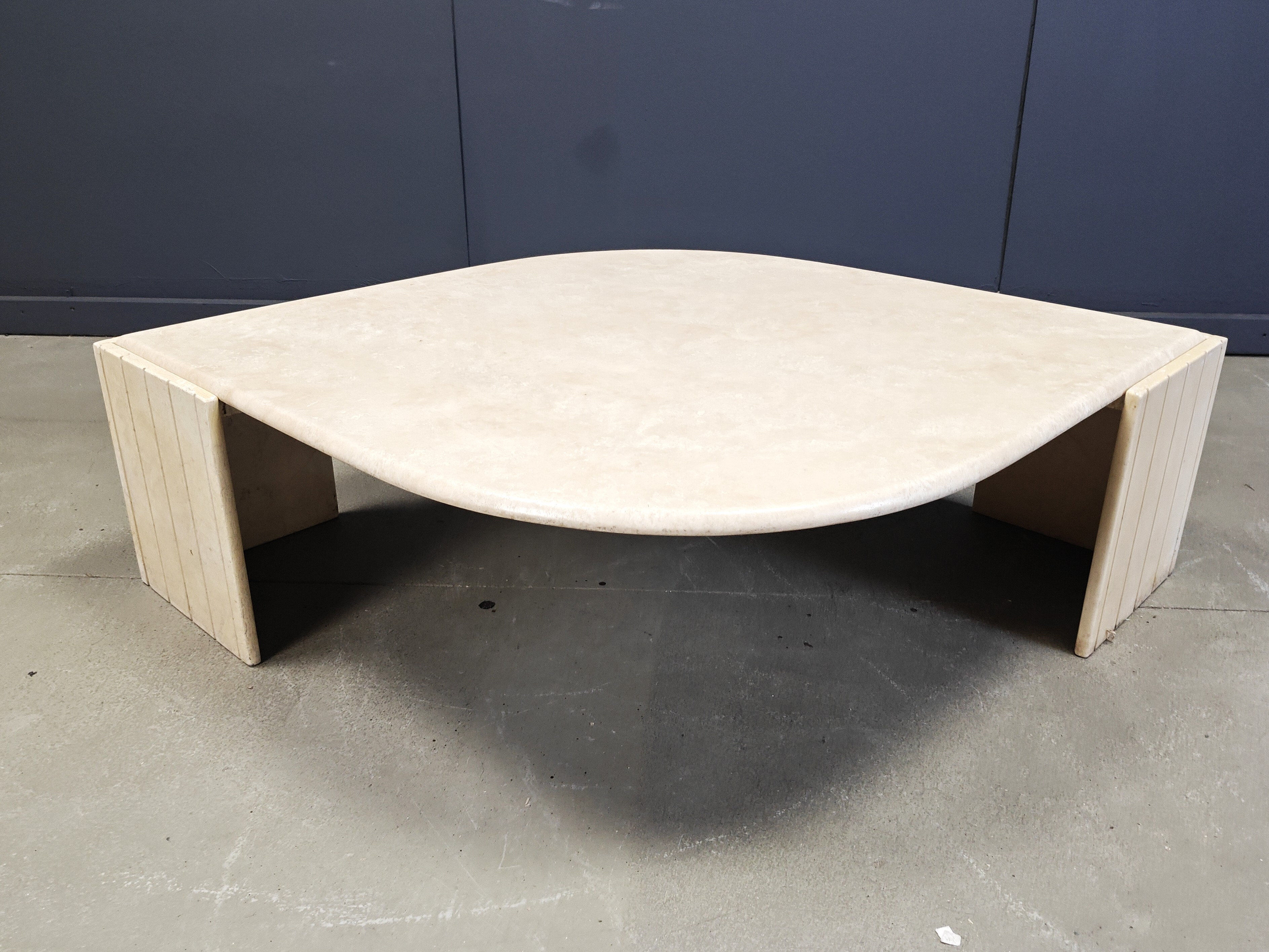 Vintage travertine coffee table by Roche Bobois, 1970s