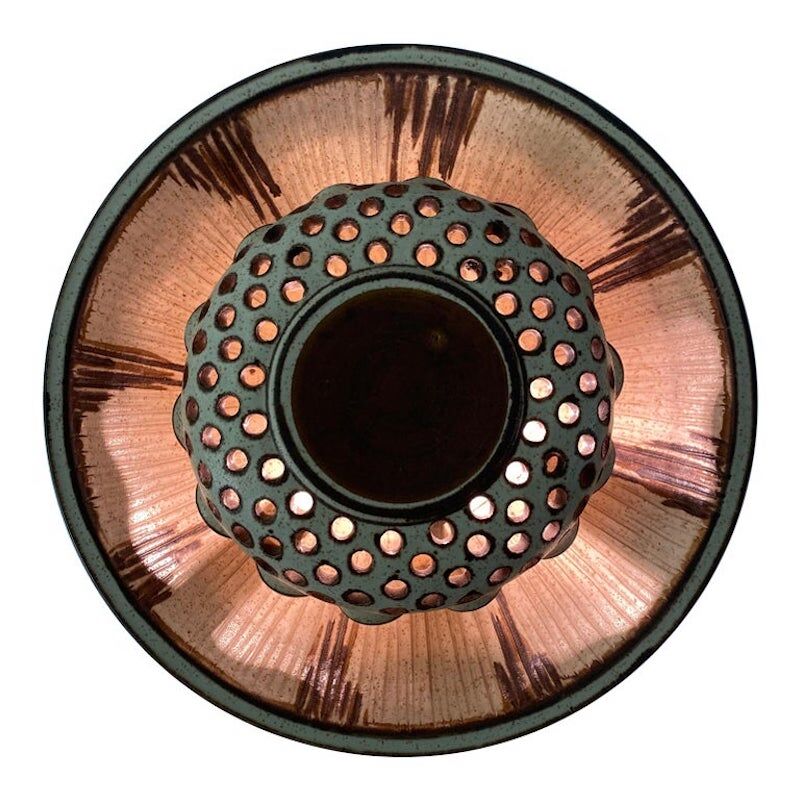 Rare Bente Jessen Ceramic Wall lamp for BJ Ceramics Denmark, ca 1970s.