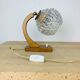 Lampe scandinave arc bois courbé globe verre ciselé