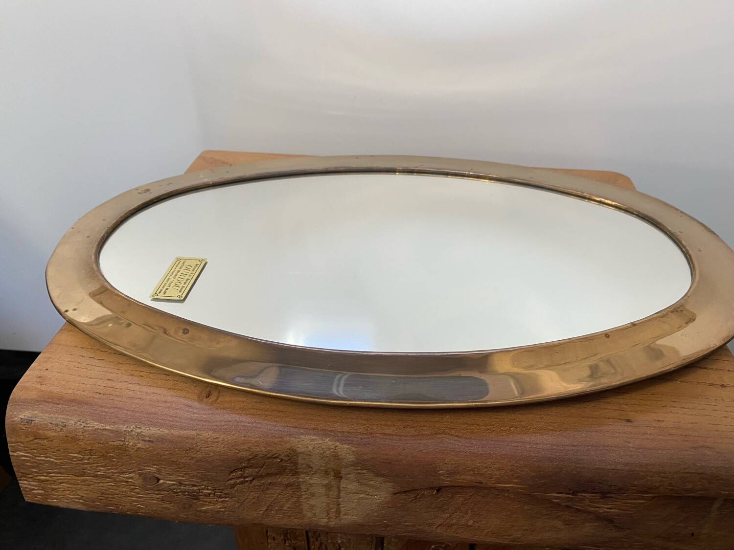 Urdu oval mirror solid brass