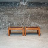 Pair of Pierre Chapo T18 coffee tables